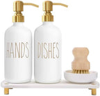 MOMEEMO Soap Dispenser Set Comes with Stainless Steel Pumps, Gold & White by MOMEEMO