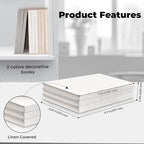 Decorative Linen Book Set – Set of 3 Extra Large Real Books | Coffee Table & Shelf Mantle Decor | Modern Home Decoration | Guest Book Journals [White] - Image 3