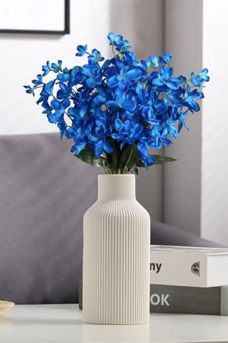 10 PCS Blue Artificial Orchids Silk Fake Orchid Flowers 27 Inches Faux Orchid Artificial Flowers for Wedding Party Home Decoration(Blue) - Image 6