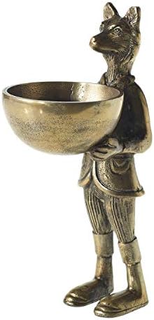 Accent Decor Eric and Eloise Collection 12-inch Brass Figurine with Bowl, Fox by Candlestock