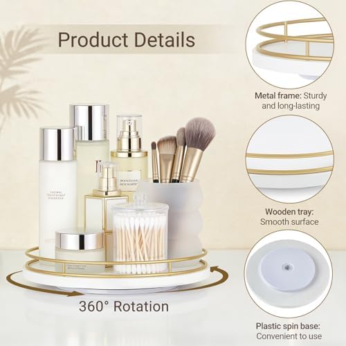 Mkono Makeup Perfume Organizer Tray, 360 Rotating Skincare Cosmetic Storage - Image 6