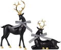 WDS WONDROUS Christmas Reindeer Decorations Modern Black Gold Table Decor by WDSWONDROUS