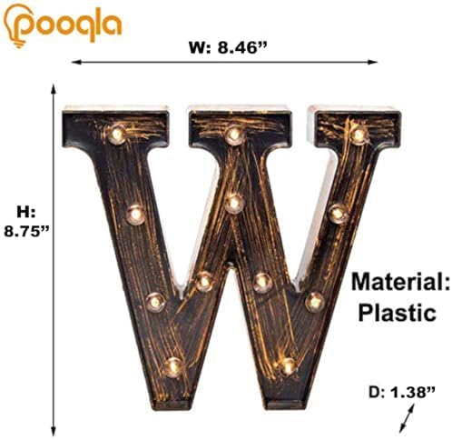 Pooqla Vintage Light Up Marquee Letters with Lights – Illuminated Industrial Style Lighted Alphabet Letter Signs - Coffee Bar Apartment Bedroom Wall Home Initials Decor A-Z - Image 4