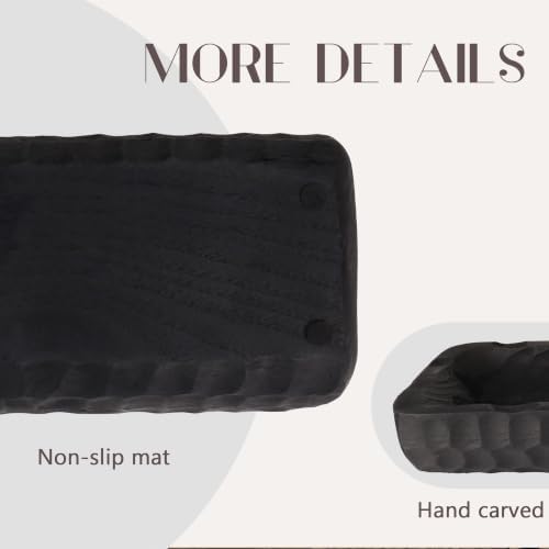 Oakrain Large Wood Dough Bowl, 30" Extra Long Rustic Decorative Bowl, Black - Image 2