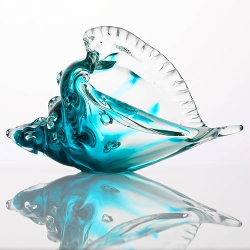 Qianwei Hand Blown Glass Conch Shell Figurines Ornament - Seashell Handmade Sea Animals for Home Crystal Glass Sculpture Coastal Decor - Ocean Beach Sea Shell Collection for Birthday Gift by QianweiCrystal