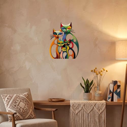 Wesiti Metal Cat Wall Art Decor Colorful Sculptures Mid Century 13.78x11 - Image 4