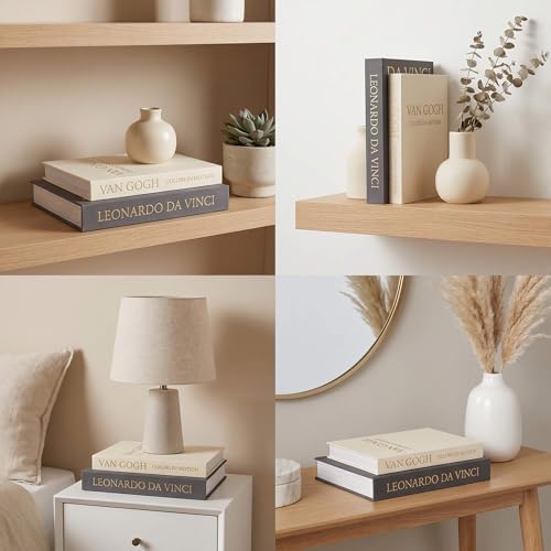 MAOBUYOU Decorative Storage Books Set of 2, Linen Cover, Gold Letters, Beige and Dark gray - Image 6