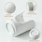 Dobbyby Ceramic Bathroom Cup Dispenser with Stylish Vertical Stripes - Disposable Mouthwash Cup Holder Holds 3-4oz Paper Cups for Rinsing Cups on Bathroom Vanity Countertops (Off White-2 Pack) - Image 3