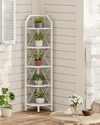 CHOEZON 5-Tier Corner Shelf, Industrial Corner Bookshelf, 59.4" Corner Storage Stand, Plant Stand Display Shelf, Corner Bookcase for Bedroom, Living Room, Home Office, White TCJ10WB - Image 5