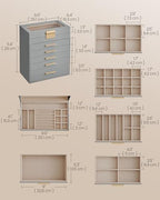 SONGMICS Jewelry Box Organizer, 6-Layer Storage with 5 Drawers, Glass Lid - Image 5