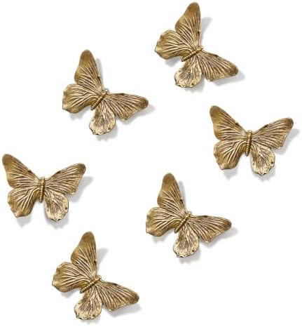 GUSFREUD 3D Butterfly Wall Decor Set – Resin Wall Decor for Living Room, Bedroom, Bathroom, Dining Room, Outdoor and Gallery Walls - Antique Copper - Set of 6 by GUSFREUD