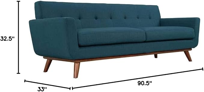 Modway Engage Mid-Century Modern Upholstered Fabric Sofa in Azure - Image 2
