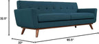 Modway Engage Mid-Century Modern Upholstered Fabric Sofa in Azure - Image 2