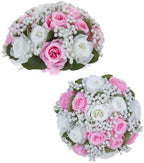 BLOSMON Fake Flowers Ball Centerpieces: 2 Pcs, Pink White Rose Babys Breath by Blosmon