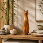 Comfy Hour Cat Sculpture Statue, 8 Inch Sitting Feline Figurine, Polyresin Wood-Look Brown Finish, Modern Farmhouse Shelf Decor for Indoor Home Accent, 1 Unit - Image 5