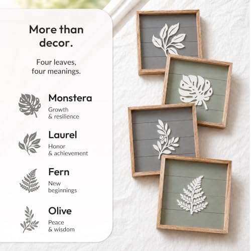Tide and Tales 3D Botanical Leaf Wall Art, Set of 4, Bedroom Wall Art - Image 2