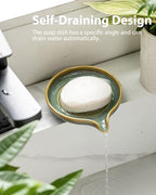 Zoeeker Ceramic Soap Dish, Self Draining Soap Holder Round Bar Soap Dish - Image 5