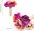Glaciart One Felt Camellia Flowers Artificial Bouquet - 5 pcs | Reusable, Washable and Essential Oil Ready Multi Color w/Bendable Wire Stem | Great as Gift and Home or Event Decorations - Image 5