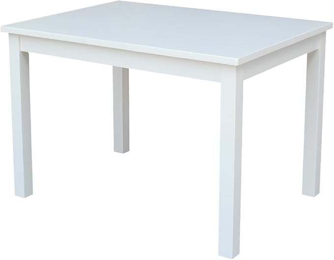 HomeStock Asian Aesthetics Table in Linen White, Made from Solid Parawood by Homestock