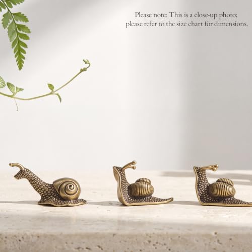 Set of 3 Tiny Solid Brass Snail Figurines – Cute Vintage Cottagecore Décor, Retro Antique-Style Miniature Figurine Collection for Terrarium, Desk, Bookshelf & Plant Pots - Image 3