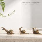 Set of 3 Tiny Solid Brass Snail Figurines – Cute Vintage Cottagecore Décor, Retro Antique-Style Miniature Figurine Collection for Terrarium, Desk, Bookshelf & Plant Pots - Image 3