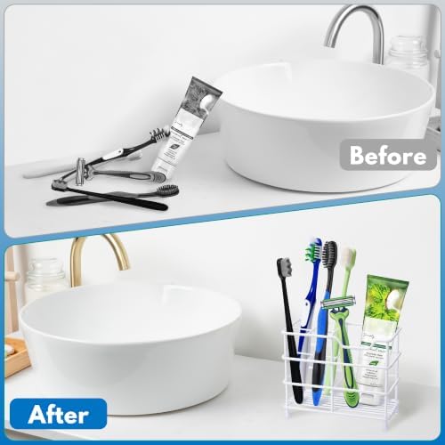 Toothbrush Holders for Bathrooms 304 Stainless Steel Quick Drying White - Image 5