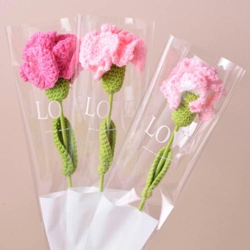 10 Pcs Hand-woven Carnations, Crochet Carnation Flower Bouquet, Multicolor - Image 3