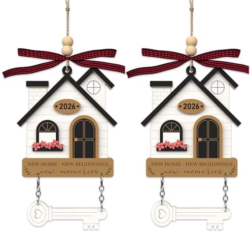 2Pcs House Warming Gifts New Home Ornament 2026 - Wooden First New Home Gift Idea for Couple, Women, or Families - 3D New House Keepsake with Key Design(Brown+Brown) by Sulevalt%C2%AE
