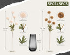 Brown Neutral Fall Decor with Vase, Artificial Chrysanthemums for Indoors - Image 2