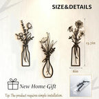 Set of 3 Black Metal Flower Wall Art, Modern Farmhouse Rustic Vase Wall Decor for Living Room Bathroom Kitchen Bedroom, Fall Halloween Thanksgiving Christmas Birthday Housewarming Gift for Women - Image 3