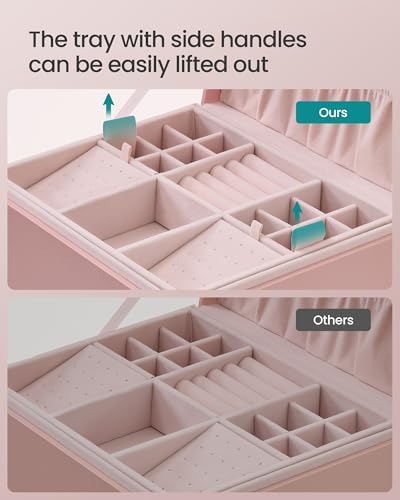 SONGMICS 2-Layer Jewelry Box with Handle, Removable Tray, Floating Effect - Image 7