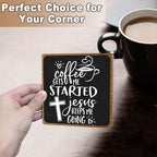 Christian Coffee Decor, Wooden Desk Sign with Metal Stand for Coffee Bar - Image 5