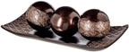 Creative Scents Dublin Brown Decorative Tray and Orbs Set - Coffee Table Decor Centerpiece for Living Room, Dining Table, Entryway - 3 Decorative Balls with 15.5 Inch Tray, Gift Boxed Home Decor by CreativeScents
