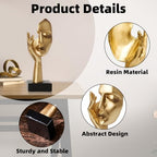 Gold Decor Thinker Statues Set of 3,Golden Abstract Face Resin Sculptures,Home Decor Accents,Office Bookshelf Decor, Shelf Side, Table Decorations for Living Room, Gift for Friends (gold-3Pcs) - Image 2