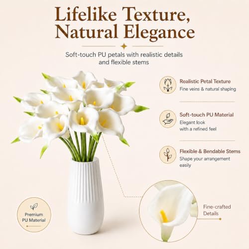 Mandy's 12pcs White Calla Lily Artificial Flowers - Image 2