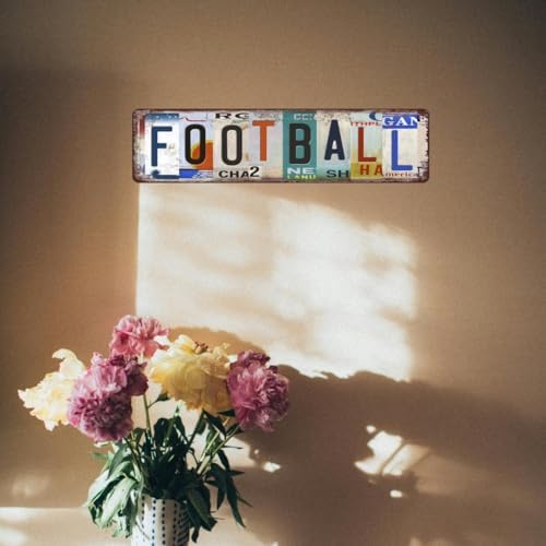 Football Decor Vintage Football Tin Sign Sports Decor For Boys Bedroom Poster Metal Street Signs For Bedroom Man Cave Wall Decoration 16 X 4 Inches - Image 5