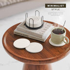 Lazebox Coasters Set of 8 for Drinks, 4 Inch Large Coasters for Coffee Table, Tabletop Protection for Hot & Cold Drinks, Versatile Coasters for Home Decor, Non-Slip & Easy to Clean, White - Image 3