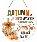 Fall Christian Decorations for Home, Fall Wooden Door Sign by Catta