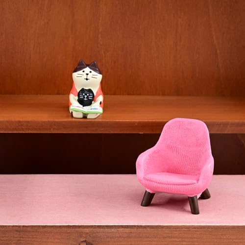 Mevodeata Cute Mini Cat Reading Book Figurine with Small Sofa Resin Figure for Office Home Decor for Cat Lover(Pink Sofa) - Image 5