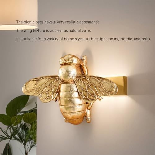 KISWIAR Gold Bee Wall Decor, 3D Hanging Honey Bee Wall Sculpture, Resin Insect Animal Figurine Natural Themed Home Decoration for Tabletop Living Room Bedroom (Antique Gold) - Image 7