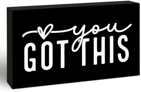 3x5 Encouragement Wooden Block Sign, You Got This, Black Background by EXW