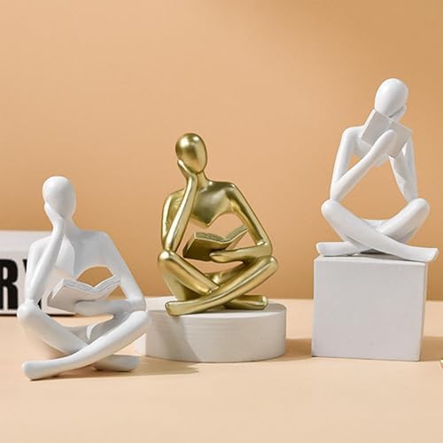 Jinkoozz Reading Women Statue, Thinker Sculptures, Abstract Art Ornament, Modern Aesthetic Figurine Decoration, Suitable for Home Living Room Bedroom Office Shelf Table Desk Bookshelf Decor - Image 3