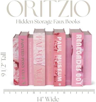 Pink Faux Books Set of 9 - Secret Compartment Fake Books Ideal for Coffee Table, Home Staging, Interior Design & Fashion Books, Beach House, Library Decor, Palm Beach Accessories - Image 4