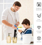 RRM Glass Bathroom Toothbrush Holder and Soap Dispenser Set,Clear Gold - Image 5