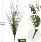 Ttranewsoo 12 Pcs 17 Inch Artificial Wheat Grass Plants, Fake Grass Greenery with Long Leaves, Faux Ornamental Fountain Grass for Outdoor Planters, Porch Pots, Patio and Home Decor - Image 2