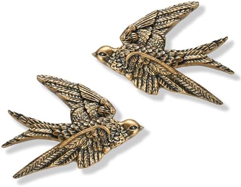 AMOIENSIS 4.75 Inch Vintage Swallow Bird Wall Sculpture Set of 2 by AMOIENSIS