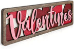 Vintage Valentine's Day Decorations for Office, Home, Table, Mantel, Shelf, Desk, 3 1/2 x 11 Inch Retro Valentine's Love Sign, Wooden Valentine Decor Sign, Farmhouse Red Pink Decoration (Valentines) by COCHIE