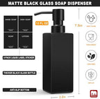 GMISUN Black Soap Dispenser Bathroom, Glass Hand Soap Dispenser with Stainless Steel Pump, 12 fl oz/350ml Refillable Dish Dispensers for Kitchen, Modern Liquid Lotion Bottles for Bathroom Countertop - Image 2
