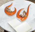 2 PCS Orange Gold Home Decor Accent Ceramic Statue Abstract Sculptures Centerpieces Mid Century Modern Decor for Tables Coffee Table top Decorations for Living Room Desktop Shelf Dining Room Kitchen - Image 6