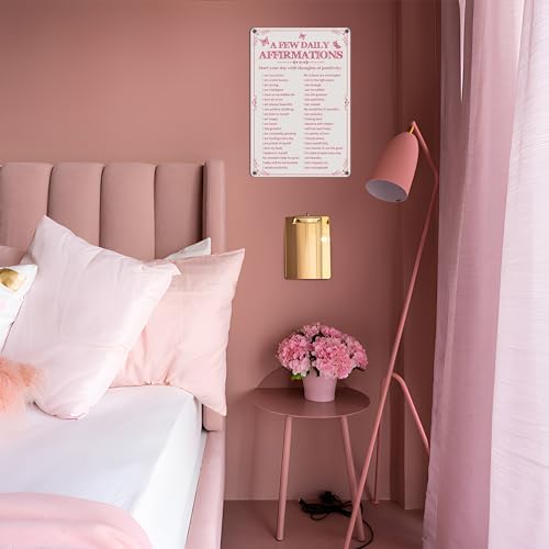 Room Decor Aesthetic A Few Daily Affirmations Motivational Wall Art Tin Metal Sign Pink Butterfly Wall Home Coffee Room Office Decor Gifts 8X12 Inches - Image 4